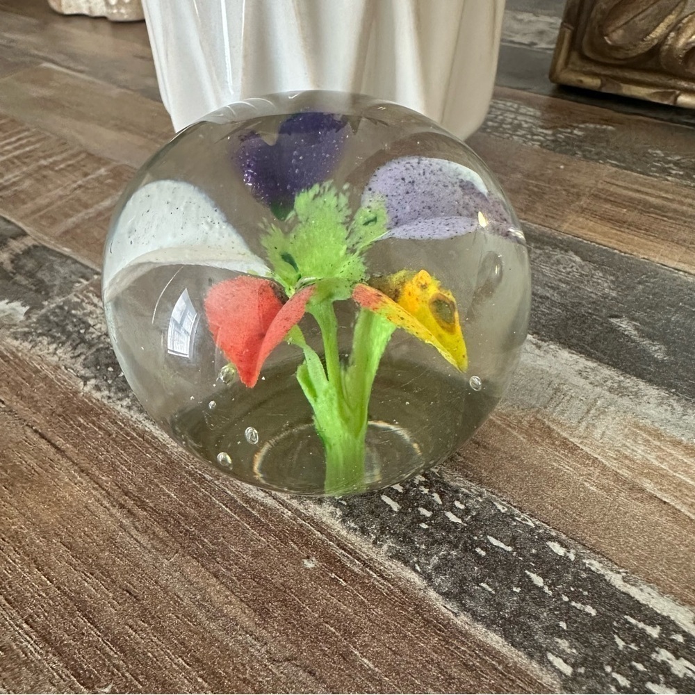 Oglebay glass floral paperweight.